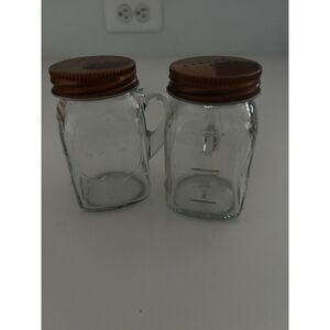 Mason Jar Salt and Pepper Shakers w/ Handles & Copper Tops